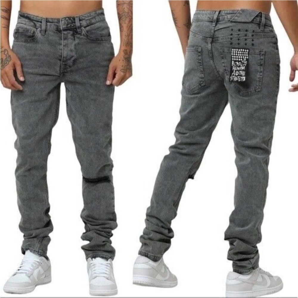 KSUBI Chitch Hardwire Thrashed Jeans Men’s 40 Gray Slim Fit Distressed
